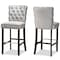 Baxton Studio Daphne Modern Dark Grey Velvet and Dark Brown Finished Wood 2-PC Bar Stool Set 183-11009-Zoro - alternate 1